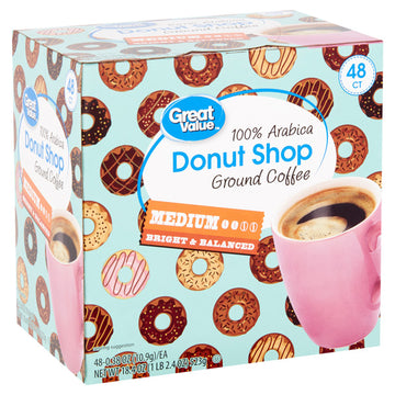 Great Value Donut Shop K Cup Keurig 100% Arabica Medium Ground Coffee, 48 Count