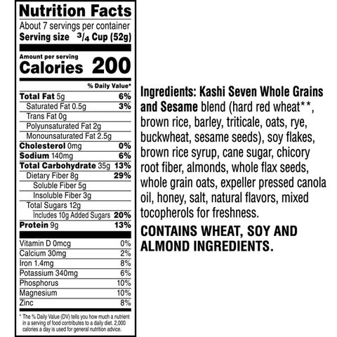 Kashi Go Honey Almond Flax Crunch Breakfast Cereal, 14 oz