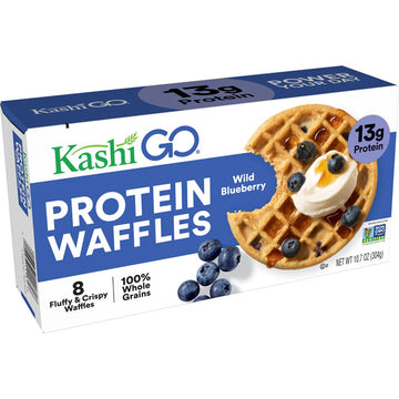 Kashi Frozen Protein Waffles, Wild Blueberry, 8 Count
