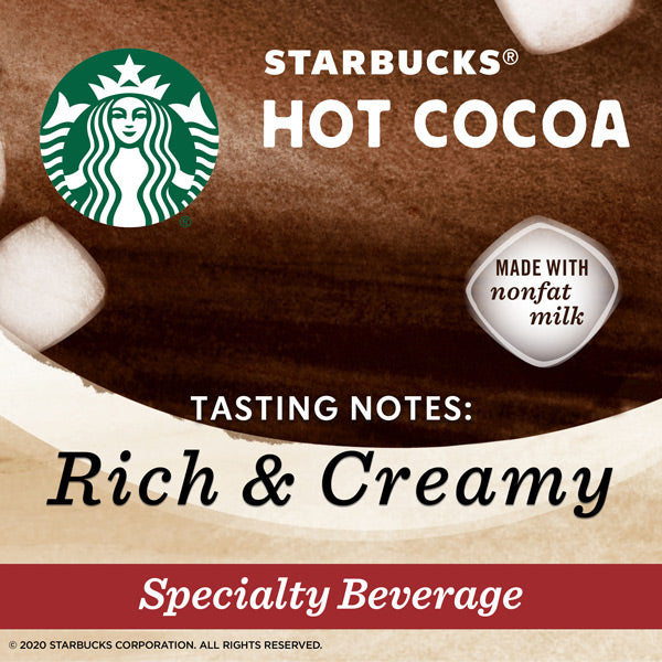 Starbucks Hot Cocoa K Cup Pods, Classic Hot Cocoa for Keurig Brewers, 22 Count