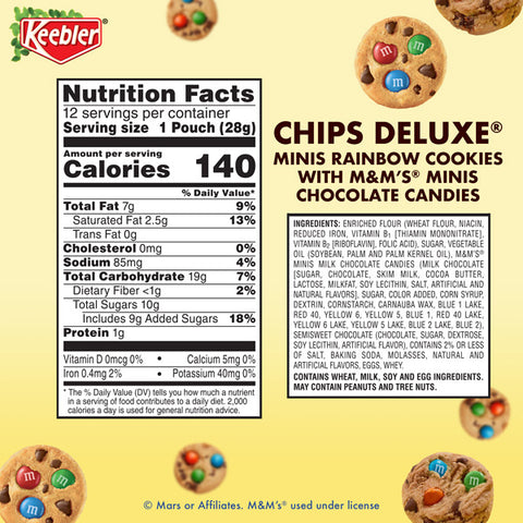 Keebler Chips Deluxe Rainbow Mini Cookies with M&Ms Minis, 12 Count