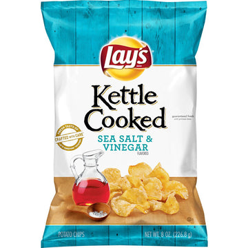 Lay's Kettle Cooked Sea Salt & Vinegar Potato Chips, 8 oz