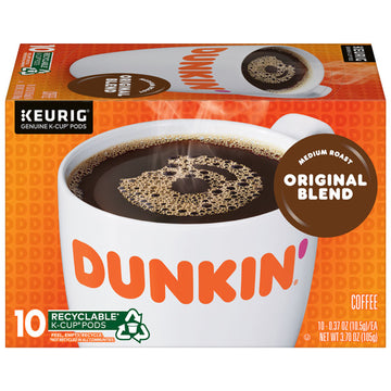 Dunkin' Original Blend Medium Roast Coffee K Cup Keurig Pods, 10 Count