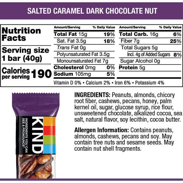 KIND Bars, Salted Caramel & Dark Chocolate Nut, 6 Count