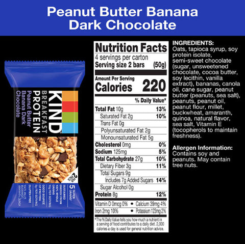 KIND Breakfast Protein Bars, Peanut Butter Banana Dark Chocolate, 12 Count