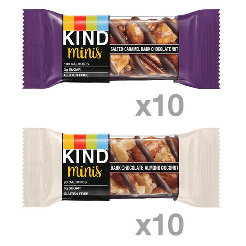 KIND Minis, Salted Caramel & Dark Chocolate Nut & Dark Chocolate Almond & Coconut, 20 Ct