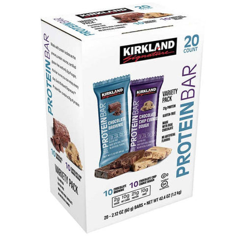 Kirkland Signature Protein Bars Cookie Dough and Chocolate Brownie, 20 Count