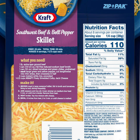 Kraft Finely Shredded Colby and Monterey Jack Cheese, 8 oz