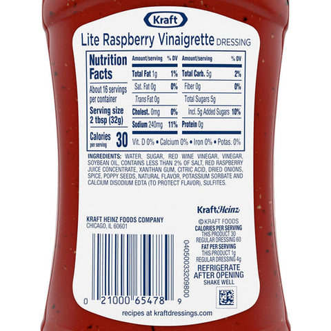 Kraft Raspberry Vinaigrette Lite Salad Dressing, 16 fl oz