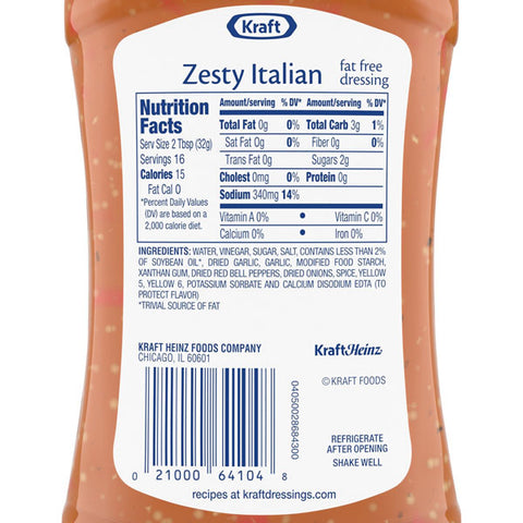 Kraft Zesty Italian Fat Free Salad Dressing, 16 fl oz