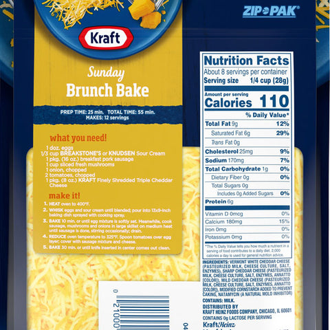 Kraft Triple Cheddar Finely Shredded Cheese, 8 oz