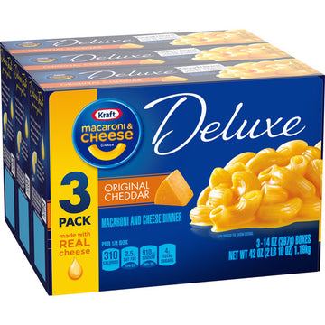KRAFT DELUXE Macaroni and Cheese Original Cheddar Dinner, 3 Count