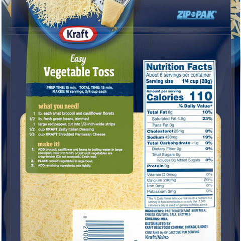 Kraft Finely Shredded Parmesan Cheese, 6 oz