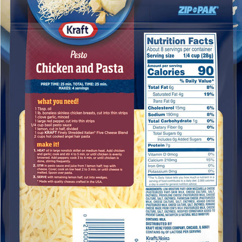 Kraft Italian Five Cheese Blend Shredded Cheese, 8 oz