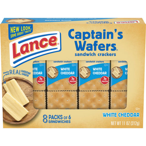 Lance Sandwich Crackers, Captain's Wafers White Cheddar, 10 Ct