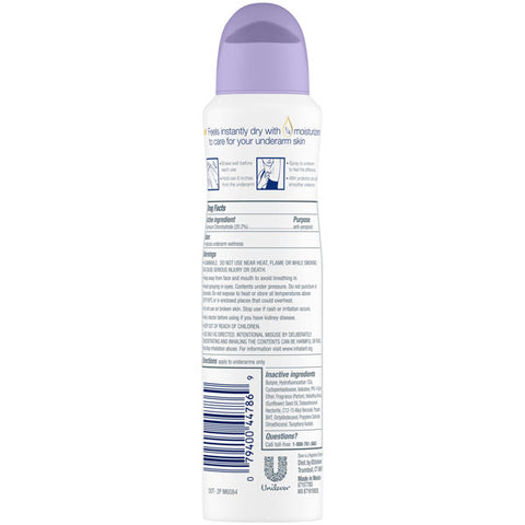 Dove Antiperspirant Deodorant Lavender Clear Tone Dry Spray, 3.8 oz