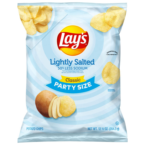 Lay's Lightly Salted Classic Flavored Potato Chips, Party Size, 12.5 oz