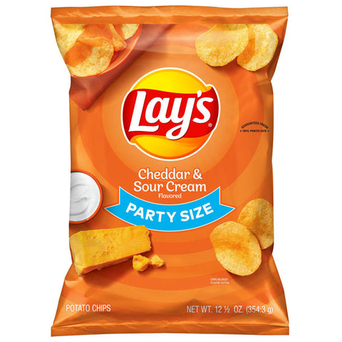 Lay's Cheddar & Sour Cream Flavored Potato Chips, Party Size, 12.5 oz