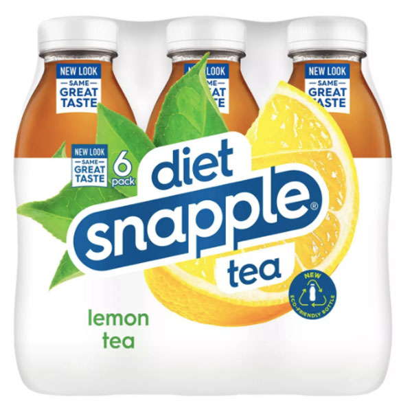 Diet Snapple Lemon Tea, 16 fl oz Bottles, 6 Count