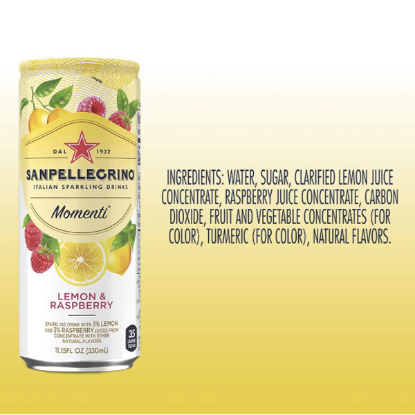 Sanpellegrino Momenti Lemon Raspberry, 11.15 Fl Oz. 6 Ct - Water Butlers
