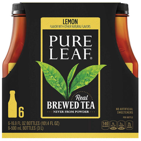 Pure Leaf Lemon Real Brewed Tea, 16.9 fl oz, 6 Ct - Water Butlers