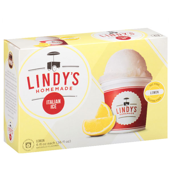 Lindys Homemade Italian Ice Cream, Lemon 6 Ct - Water Butlers