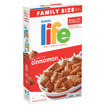 Quaker Life Multigrain Breakfast Cereal Family Size, Cinnamon, 24.8 oz