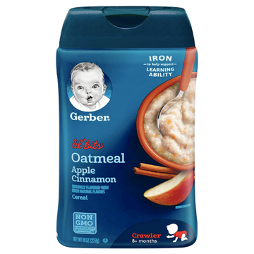 Gerber Single Baby Cereal, Oatmeal Apple Cinnamon - 8oz