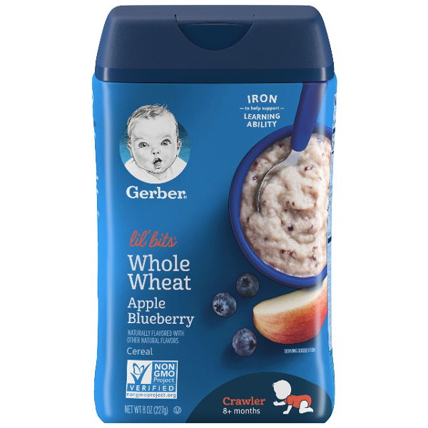 Gerber Single Baby Cereal, Whole Wheat Apple Blueberry - 8oz - Water Butlers