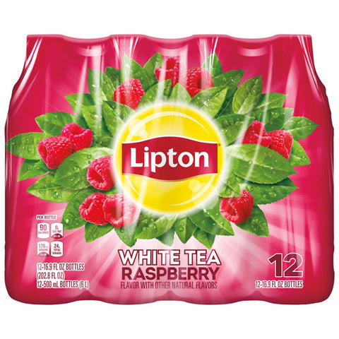 Lipton Iced Tea, Raspberry White Tea, 16.9 Fl Oz, 12 Count