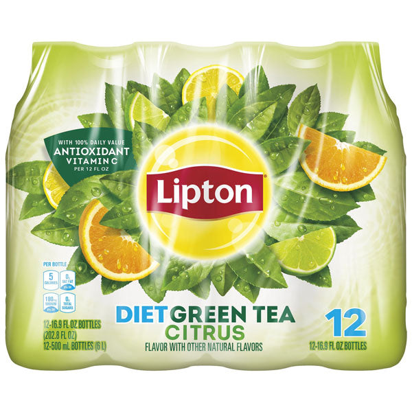 Lipton Diet Green Tea Citrus Iced Tea, 12 Count