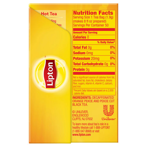 Lipton Decaffeinated Black Tea Decaf, Tea Bags, 50 Count