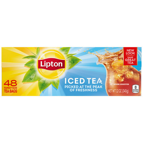 Lipton Iced Tea Bags Unsweet Tea, Family Size, 48 Count