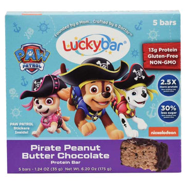 Luckybar Paw Patrol Pirate Peanut Butter Protein Bars, 5 Count