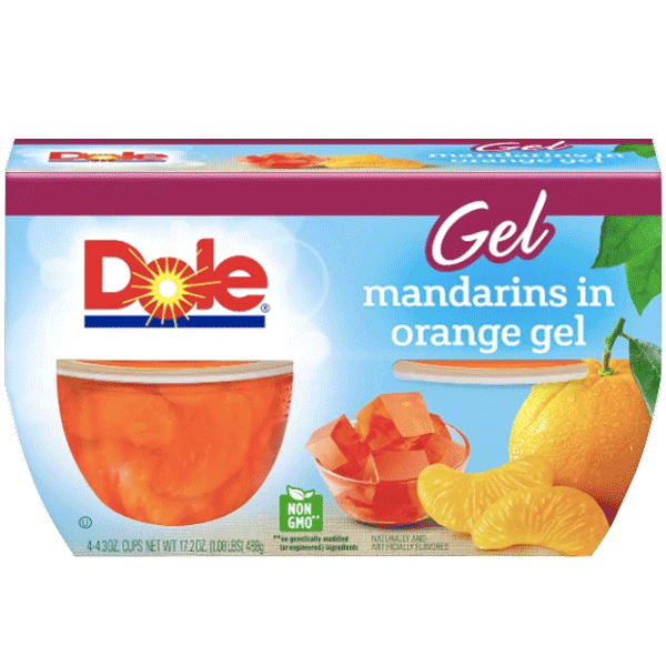 Dole Fruit Bowls, Mandarins in Orange Gel, 4 Cups - Water Butlers
