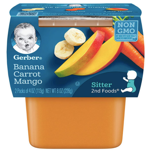 Gerber 2nd Foods Baby Food Banana Carrot Mango, 4oz, 2 Ct