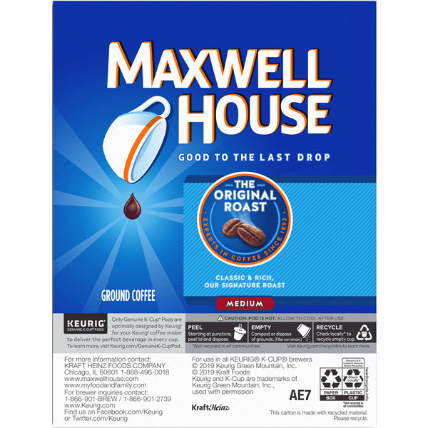 Maxwell House Original Roast Ground Coffee K Cup Pods 24 Count Water Butlers