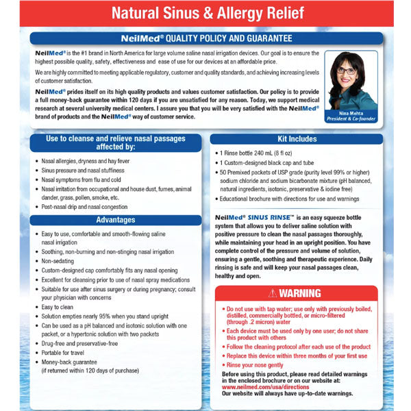 Neilmed Sinus Rinse Kit, All Natural Sinus Relief, 8 oz