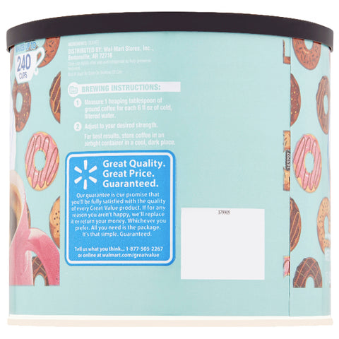 Great Value Donut Shop Ground Coffee, Medium Roast, 30.5 oz - Water Butlers