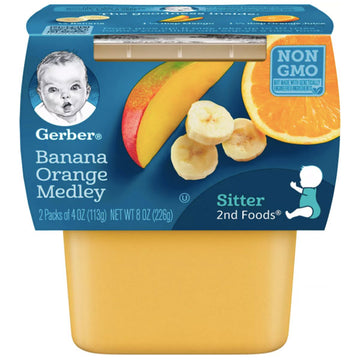 Gerber 2nd Foods Baby Food Banana Orange Medley, 4oz, 2 Ct