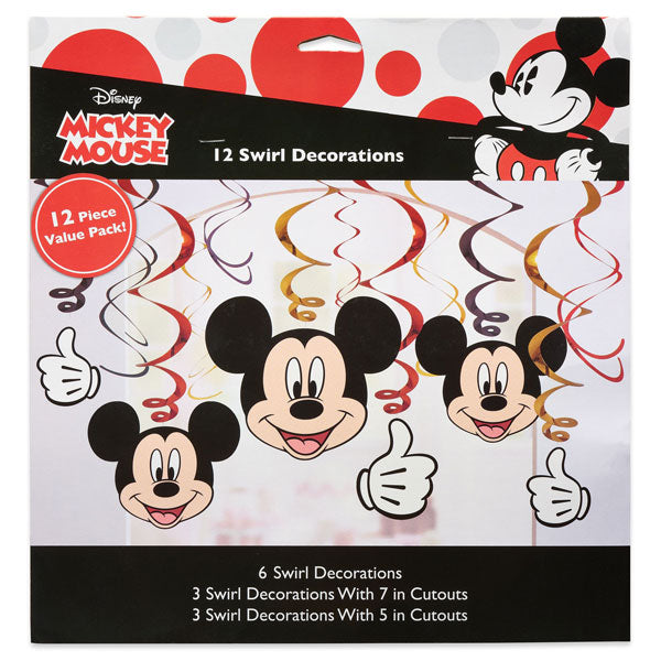 Disney Mickey Mouse Hanging Swirl Decorations, 12 Count