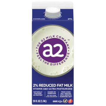 a2 Milk® 2% Reduced Fat Milk, 100% Real Cows’ Milk, Fortified, 59 fl oz