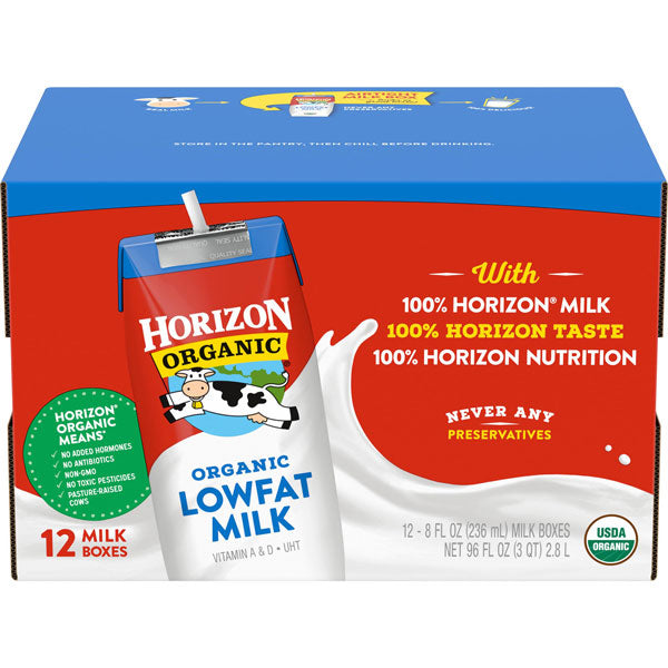 Horizon Organic 1% Low Fat UHT Milk, 8 Oz., 12 Count