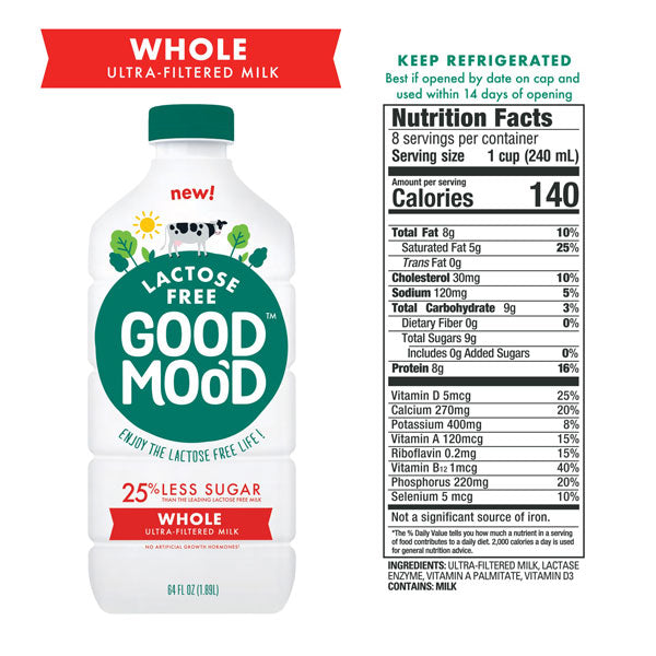 Good Moo’d Lactose Free, Whole Milk, 64 fl oz