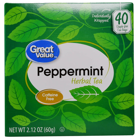 Great Value Peppermint Herbal Tea, Tea Bags, 40 Count