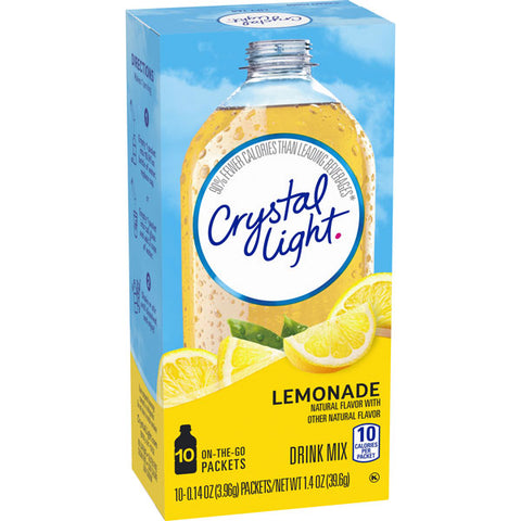 Crystal Light Lemonade Flavored Powdered Drink Mix, Water Flavoring, 10 Ct