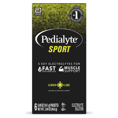 Pedialyte Sport Electrolyte Powder Lemon Lime Powder, 6 Count