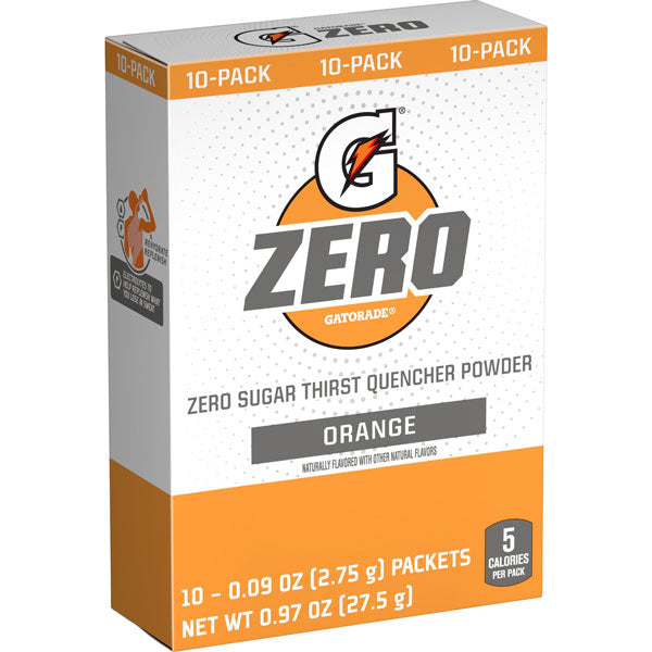 Gatorade Zero Sugar Thirst Quencher Powder Orange, 10 Count