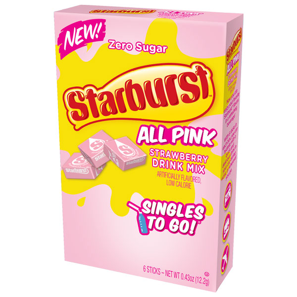 Starburst Sugar-Free On-The-Go All Pink Strawberry Drink Mix, 6 Count
