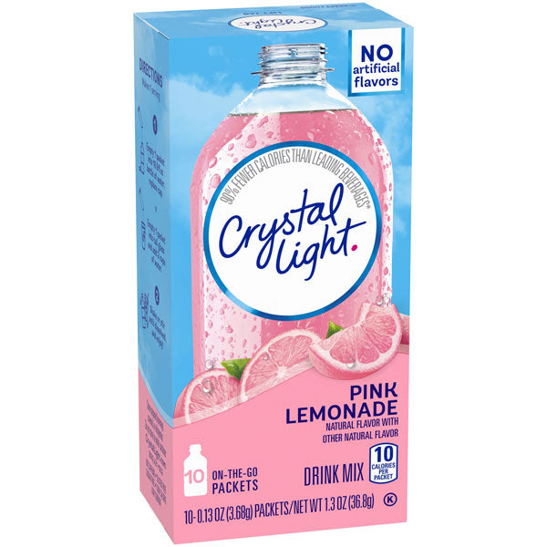 Crystal Light Pink Lemonade Flavored Powdered Drink Mix, Water Flavoring, 10 Ct
